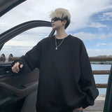 WIAOFELLAS  -  Streetwear Gray Oversized Pullover Hoodie Men Solid Warm Clothes Fashion Crewneck Sweatshirt Casual Loose Hoodies Y2K Sportswear