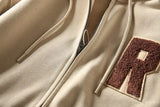 WIAOFELLAS  -  Spring new American vintage applique embroidered men's loose casual hooded sweater cardigan zipper coat tide