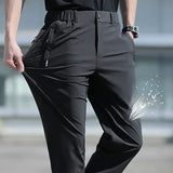 Wiaofellas  -  Ice Silk Men's Summer Pants Elastic Waist Straight Leg Trouser Male Quick Dry Big Size Large Plus Stretch 6XL 7XL Work Outdoor