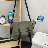 WIAOFELLAS  -  Men Women Single Shoulder Tooling Postman College Student Commuter Large Capacity Canvas Crossbody Bags Fashion Trend Bag
