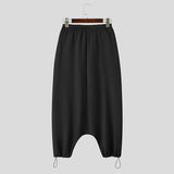 Wiaofellas  -  Men Pants Solid Color Elastic Waist Joggers Loose Trousers Men Streetwear Fashion Casual Male Drop-crotch Pants S-5XL