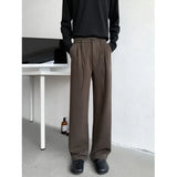 WIAOFELLAS  -  Brown Black Suit Pants Men Fashion Society Mens Dress Pants Korean Loose Straight Casual Pants Mens Office Formal Trousers M-2XL