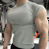 Wiaofellas  -  Men Seamless Compression T Shirt Short Sleeve Quick Dry Gym Workout Running Top