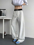 WIAOFELLAS  -  Trendy Men's Drawstring Design Contrast Color Trousers New Fashion Summer Loose High-waisted Wide Leg Pants Male