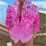 Wiaofellas  -  Casual Loose Fit Floral Butterfly Print Stand Collar Long Sleeve Shirt For Men Daily Wear