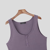 WIAOFELLAS  -  Men Tank Tops Solid Color O-neck Sleeveless Male Vests Summer Streetwear Knitted Fashion Casual Men Clothing S-5XL