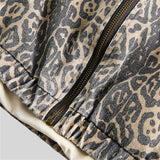 WIAOFELLAS  -  Retro Leopard Jacket Men Streetwear Patchwork Washed Jacket Coat Men Hip Hop Y2K Oversized Harajuku Stand Collar Unisex Jackets