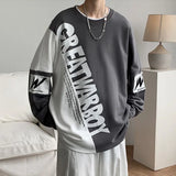 Wiaofellas  -  Black and White Sweatshirt Men Trendy Hoodless Niche Contrasting Color Boys Jacket High-end