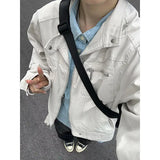 WIAOFELLAS  -  Men Clothing Jacket New Americian Retro Style High-end Designed Niche Canvas Washing Multi-Pocket Stand Collar Locomotive Jacket