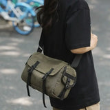 WIAOFELLAS  -  Men Women Single Shoulder Tooling Postman College Student Commuter Large Capacity Canvas Crossbody Bags Fashion Trend Bag