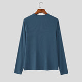 WIAOFELLAS  -  Men T Shirt Solid Color O-neck Long Sleeve Knitted Male Tee Tops Streetwear Spring Fashion Casual Men Clothing S-5XL