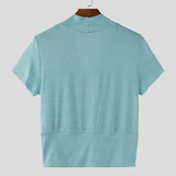 WIAOFELLAS  -  Men T Shirt Solid Color Shiny V Neck Sleeveless Summer Streetwear Male Tee Tops Fashion Casual Men Clothing S-5XL