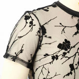 Wiaofellas  -  Men T-Shirt Lace See Through O-Neck Breathable Short Sleeve Sexy Tees Tops Party Thin Floral Flocking Perspective Mesh T-shirts