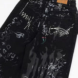 WIAOFELLAS  -  Mens Jeans Graffiti Dark Painted Trousers Streetwear Hip-Hop Personality All-Match Straight Pants Men'S Clothing Spring New