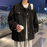 WIAOFELLAS  -  Loose Long Sleeve Men's Denim Jacket Autumn Style Casual Outerwear Teenagers Fashion Hong Kong Style Jeans Coat for Men