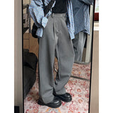 WIAOFELLAS  -  Black Gray Suit Pants Men Oversized Social Mens Dress Pants Korean Loose Wide Leg Pants Mens Office Formal Trousers M-3XL