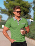 Wiaofellas  -  Mens Summer Waffle Knit Color Block Polo Shirt Casual Commute Short Sleeve Tops