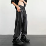 Wiaofellas  -  New Men's Fashion Harem Pants Reverse Design Baggy Tapered Trousers Black Side Zipper Stretch Oversized Hip Hop Clothing Man