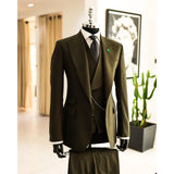 WIAOFELLAS  -  Men Suits 3 Piece Fashion Single Button Peak Lapel Male Clothing Slim Formal Groom Wedding Party Tuxedo Costume Homme