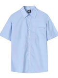WIAOFELLAS  -  New Men's Casual Business Solid Color Short Sleeve Shirts Classic Pocket Button Up Cargo Shirt Y2K Streetwear Basic Blouse