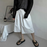 WIAOFELLAS  -  Trendy 2025 Summer Men's Solid Color Drawing Korean Style Shorts Fashion High-waisted Straight Short Pants Male