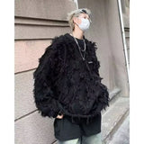 WIAOFELLAS  -  American style autumn and winter tassel fur-edged lazy style knitted sweater men's new trendy brand design niche jacket
