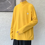 Wiaofellas  -  Autumn and Winter Solid Color T-shirt High Neck Long-sleeved T-shirt Men's T-shirt Loose T-shirt