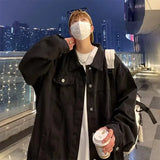 WIAOFELLAS  -  Loose Long Sleeve Men's Denim Jacket Autumn Style Casual Outerwear Teenagers Fashion Hong Kong Style Jeans Coat for Men