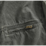 WIAOFELLAS  -  Vertical collar button-down tooling biker jacket men's texture granular bead canvas woven vintage casual Detroit jacket