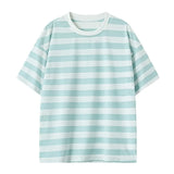 WIAOFELLAS  -  Summer Men's Striped T-Shirts Short Sleeve Casual O-Neck Tshirt Male Fashion Sports Tops Loose Tees Streetwear T Shirt Plus Size