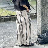 WIAOFELLAS  -  Men Striped Pants Button Oversize Joggers Casual Wide Leg Pants Men Streetwear 2025 Fashion Loose Long Trousers S-5XL
