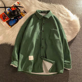 WIAOFELLAS  -  Autumn New Thickened Long Sleeved Shirt Korean Fashion Loose Men's Wear