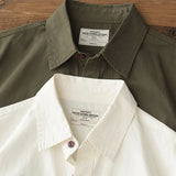 Wiaofellas  -  Summer American Retro Short Sleeve Lapel Cargo Shirt Men's Amei Khaki 100% Cotton Washed Double Pocket Casual Tough Guy Blouses