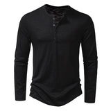 WIAOFELLAS  -  Spring Autumn Men Classic Casual Soild Color Shirt Men Fashion Tops Tees Men Slim Fit Long Sleeve Tshirt Tee Shirt