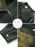WIAOFELLAS  -  Men's American Distressed High Street Tie-Dye Workwear Denim Jacket Trendy Brand Retro Handsome Hip Hop Loose Casual Zipper Coat