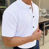 Wiaofellas  -  Summer New Men's Solid Color Short-Sleeved Shirt American Retro Fashion Trend Simple Loose Breathable Vacation Men's Tops