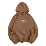 WIAOFELLAS  -  Autumn Winter Heart Print Hoodie Unisex Couple Style Polyester Fiber Full Sleeve Streetwear Trendy Top for Men And Women