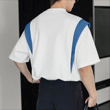 WIAOFELLAS  -  Men T Shirt Patchwork O-neck Short Sleeve Loose Male Tee Tops Streetwear Korean Style Fashion Casual Men Clothing S-5XL