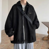 Wiaofellas  -  Men's Suede Jacket American Style Spring Autumn High Sensation Cool Streetwear Baseball Uniform Loose Casual Lapel Coat
