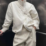 WIAOFELLAS  -  Solid color stand collar hem drawstring design short jacket for men's spring high-end and handsome thin workwear fashion jacket