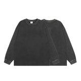 WIAOFELLAS  -  Washed Retro Long-Sleeved T-Shirt For Men 2025 Spring Autumn Fashion Round Neck Pure Cotton Loose Trend Casual Sweatshirt Men