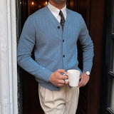 WIAOFELLAS  -  New Knitted Sweater Men's Spring and Autumn Trend Solid Color V-neck Casual Tops for Youth Breathable Thin Sweater Cardigan