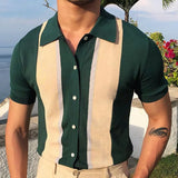 WIAOFELLAS  -  Men's Casual Knitted Short Sleeve Polo Shirt Lapel Button Cardigan T-shirt Breathable Summer T Shirt Fashion Men Clothing MY990