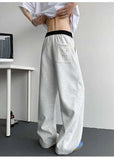 WIAOFELLAS  -  Trendy Men's Drawstring Design Contrast Color Trousers New Fashion Summer Loose High-waisted Wide Leg Pants Male