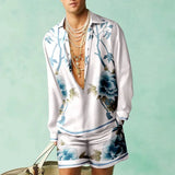 Wiaofellas  -  Set of Shirts Botanical Pattern 3D Print Fashion Shirts Casual Men Beach Shorts Summer Streetwear Hawaiian Clothes Clothing