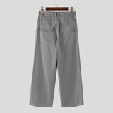 WIAOFELLAS  -  Men Striped Pants Button Joggers Loose Casual Straight Trousers Men Streetwear 2025 Korean Style Fashion Male Long Pants