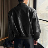 WIAOFELLAS  -  Men Jackets PU Leather Patchwork Stand Collar Long Sleeve Zipper Coats Men Streetwear Loose Punk Style Fashion Jackets