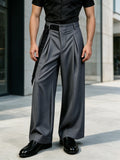 Wiaofellas  -  Regular double pleat ribbon striped trousers, men's loose wide-leg high-end casual suit pants
