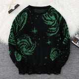 WIAOFELLAS  -  New Popular Street Ripped Abstract Starry Sky Pattern Pullover Ripped Sweater Casual Round Neck Knitted Men's Pullover
