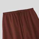 WIAOFELLAS  -  Men Wide Leg Pants Solid Color Drawstring Joggers Trousers Men Streetwear Loose Korean Style Fashion Casual Long Pants